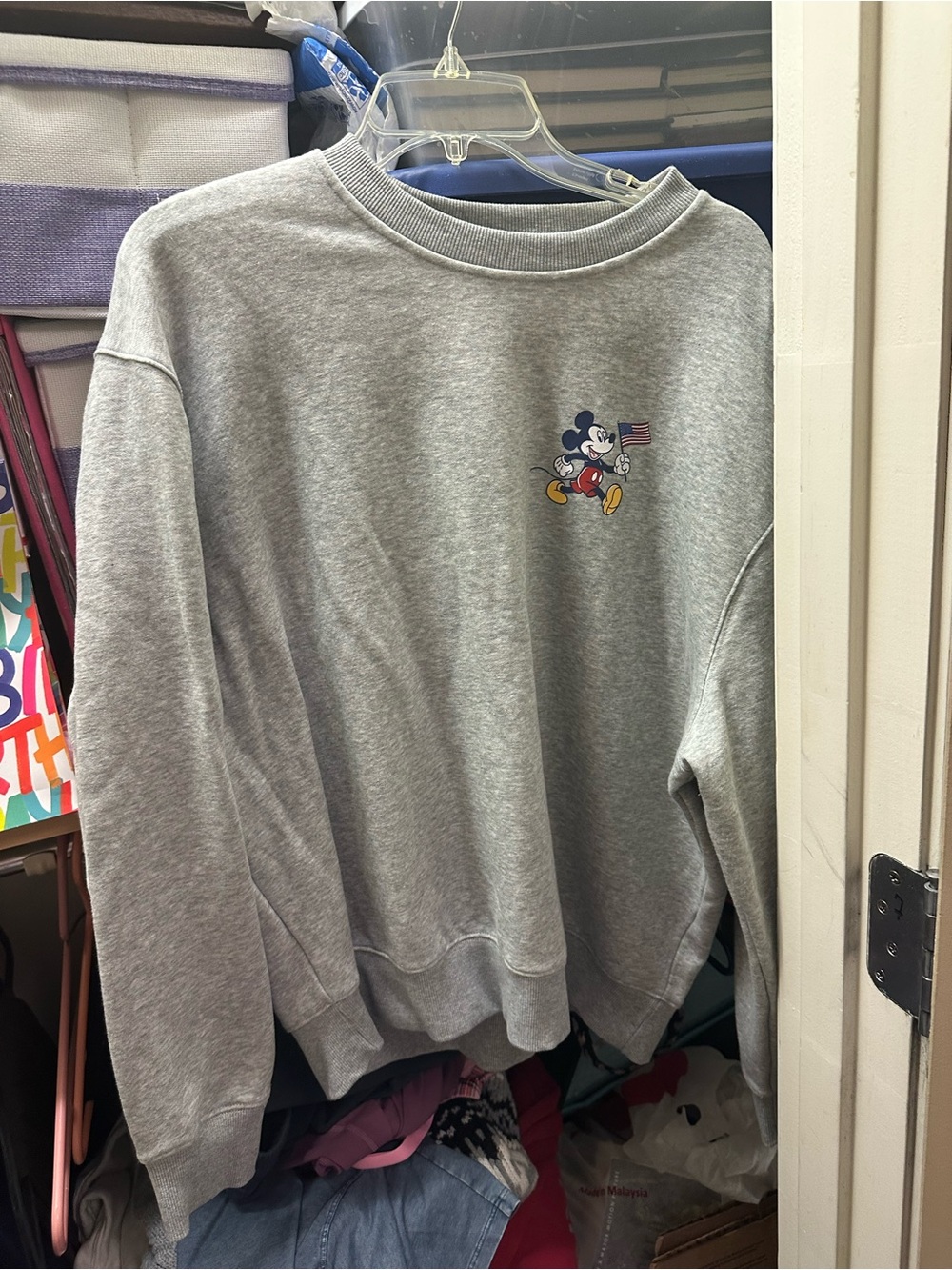 Old Navy Gray Crewneck Sweatshirt with Mickey Mouse Graphic